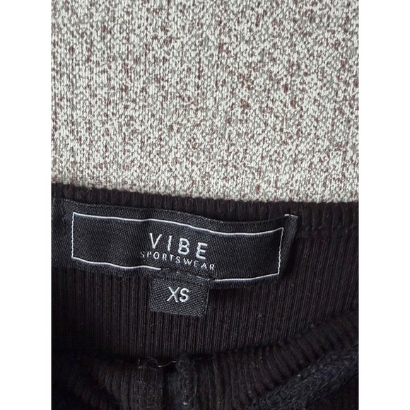 Vibe Sportswear Black Ribbed Corset Style Tank Top Lace Trim Square Neck XS - Picture 4 of 5